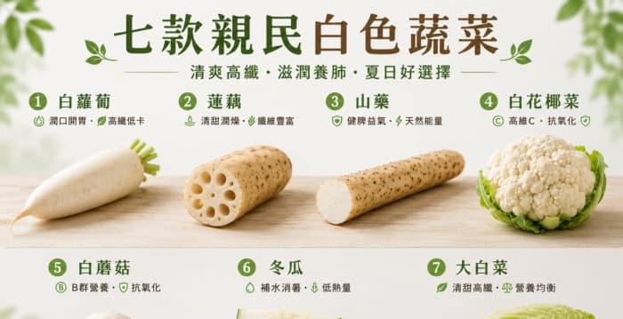 【嘉瑶食聊】仲夏容易口干、皮肤燥？多吃七款白色蔬菜