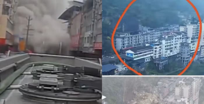 重庆山体崩塌瞬间曝光 最大危岩体积如一栋楼