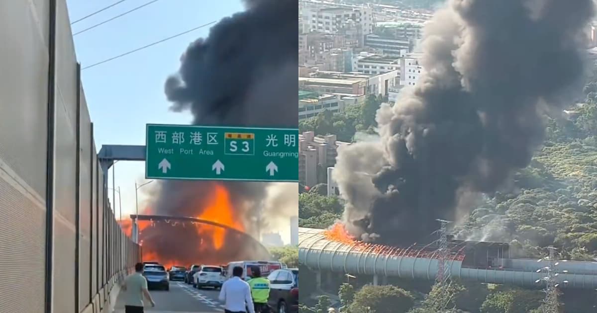 深圳貨車自燃燒出一片火龍 現場火光衝天（視頻）