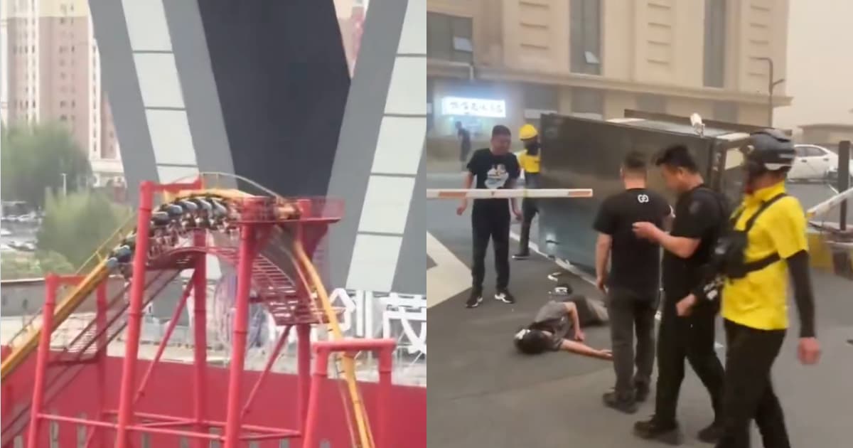 哈尔滨沙尘暴致人员伤亡 游客坐过山车悬停半空（视频）