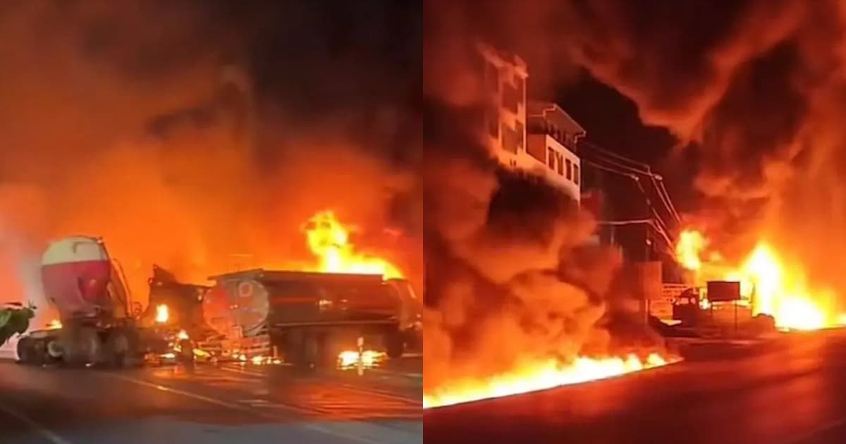 廣西油罐車與水泥罐車碰撞起火 3人死亡