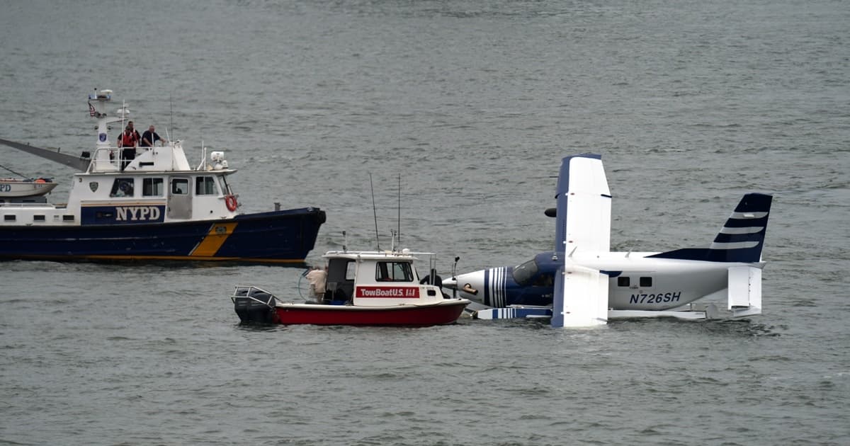 獨家!紐約水上飛機東河迫降 機上8人全部獲救