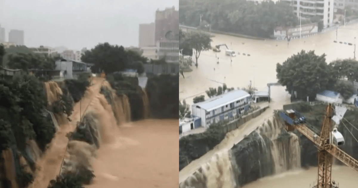廣西貴港洪水 工地成蓄水池