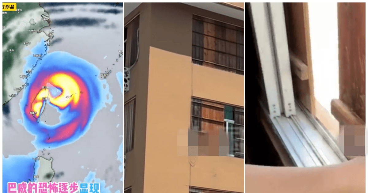 17級颱風來襲 浙江男子為自家窗戶裝擋風板