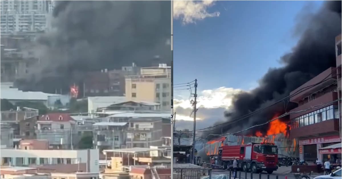 鞋廠火災之後 福建晉江又起火了 濃煙滾滾(視頻)