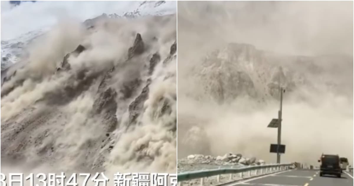 新疆阿克陶4.3級地震 山體冒出大量煙塵