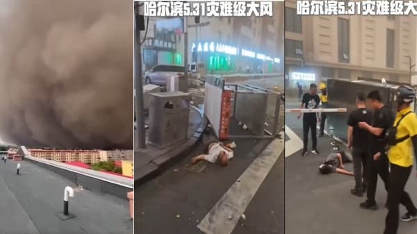 哈尔滨百米高沙尘暴黑墙2分钟吞噬城区 市民:世界末日(图)