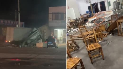 广西柳州货车冲撞店铺 还绕圈追撞路人(图)